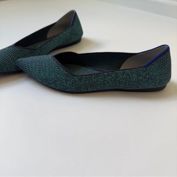 Rothy's The Point Teal Blue Green Textured Ballet Flats Sleek Design pointed toe - Picture 3 of 8